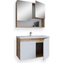 Teta Home Napoli 80 cm Mdf Banyo Dolabı Seti  Atlantik Çam-Beyaz