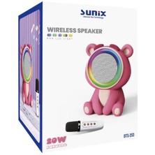 Sunix 20W 2400 Mah Karaoke Mikrofonlu Ayıcık Bluetooth Haparlör BTS-253