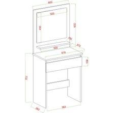 Luna Makyaj Masası, Raflı, Çekmeceli, Aynalı, Traverten