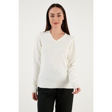 Fashion Friends Regular Fit V Yaka Triko Kazak Bayan Kazak 24K0244K1