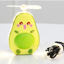 Hediye Sandalı LED Işıklı Makyaj Aynası Mini El Fanı USB Şarjlı Avakado Figürlü Fonksiyonel Vantilatör