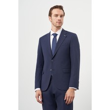 Morven Erkek Lacivert Yün Slim Fit Mono Yaka Takım Elbise