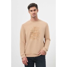 Morven  Erkek Bej Trend Bisiklet Yaka Sweat-Shirt