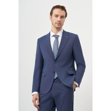 Morven Erkek Indigo Yün Slim Fit Mono Yaka Takım Elbise