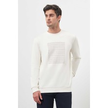 Morven  Erkek Ekru Trend Bisiklet Yaka Sweat-Shirt
