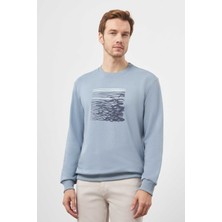 Morven  Erkek Mavi Trend Bisiklet Yaka Sweat-Shirt