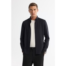 Avva Erkek Siyah Klasik Yaka Esnek Teknik Kumaş Slim Fit Gömlek A42Y2122