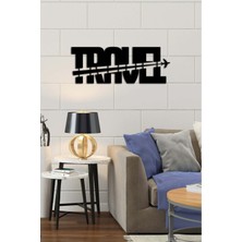 Artroya - Travel Yazısı Metal Duvar Tablosu - Ev Dekorasyon - Metal Duvar Yazısı - 70 X 26 - Cm -Siyah - Text-107