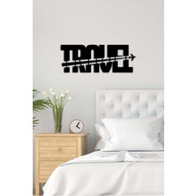 Artroya - Travel Yazısı Metal Duvar Tablosu - Ev Dekorasyon - Metal Duvar Yazısı - 70 X 26 - Cm -Siyah - Text-107