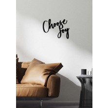 Artroya - Choose Joy Yazısı Metal Duvar Tablosu - Ev Dekorasyon - Metal Duvar Yazısı - 50 X 46 - Cm -Siyah - Text-159