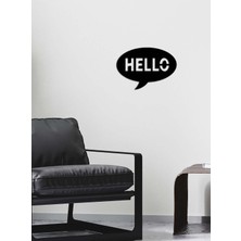 Artroya - Hello Yazısı Metal Duvar Tablosu - Ev Dekorasyon - Metal Duvar Yazısı - 50 X 35 - Cm -Siyah - Text-038