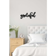 Artroya - Grateful Yazısı Metal Duvar Tablosu - Ev Dekorasyon - Metal Duvar Yazısı - 32 X 60 - Cm -Siyah - Text-158