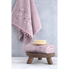 Yoncagül Ponponlu 2li El Yüz Havlusu 50x90 - Lila