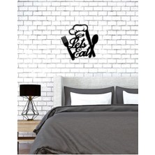 Artroya - Let's Eat Yazısı Metal Duvar Tablosu - Ev Dekorasyon - Metal Duvar Yazısı - 50 X 51 - Cm -Siyah - Text-110