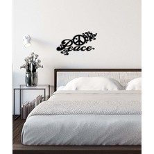 Artroya - Peace Yazısı Metal Duvar Tablosu - Ev Dekorasyon - Metal Duvar Yazısı - 50 X 35 - Cm -Siyah - Text-152