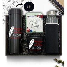 As Company Öğretmenler Günü Temalı Kişiye Özel Dereceli Termos & Su Matarası & Kupa Hediye Seti