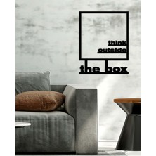 Artroya - Think Outside The Box Yazısı Metal Duvar Tablosu - Ev Dekorasyon - Metal Duvar Yazısı - 64 X 50 - Cm -Siyah - Text-137
