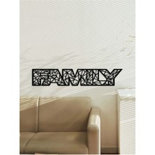 Artroya - Family Yazısı Metal Duvar Tablosu - Ev Dekorasyon - Metal Duvar Yazısı - 89 X 20 - Cm -Siyah - Text-156