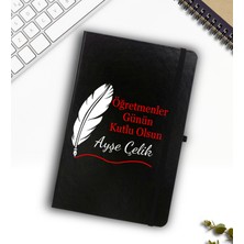 As Company Öğretmenler Günü Temalı Kişiye Özel Siyah Defter & Siyah Kupa & Siyah Kalem Hediye Seti