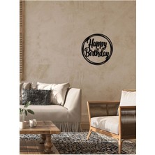 Artroya - Happy Birthday Yazısı Metal Duvar Tablosu - Ev Dekorasyon - Metal Duvar Yazısı - 60 x 60 - cm -Siyah - TEXT-032