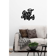 Artroya - Good Vibes Yazısı Metal Duvar Tablosu - Ev Dekorasyon - Metal Duvar Yazısı - 44 x 52 - cm -Siyah - TEXT-043