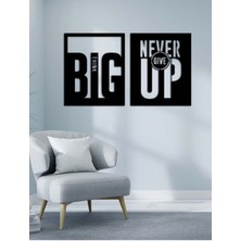 Artroya - Big Think Never Give Up Yazısı Metal Duvar Tablosu - Ev Dekorasyon - Metal Duvar Yazısı - 57 x 137 - cm -Siyah - TEXT-092