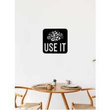 Artroya - Use It Brain Yazısı Metal Duvar Tablosu - Ev Dekorasyon - Metal Duvar Yazısı - 50 x 50 - cm -Siyah - TEXT-170