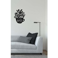Artroya - Life Begins After Coffee Yazısı Metal Duvar Tablosu - Ev Dekorasyon - Metal Duvar Yazısı - 40 x 51 - cm -Siyah - TEXT-105