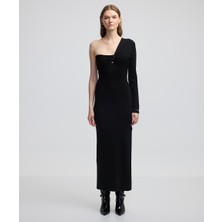 Asimetrik kol triko elbise IW6240002243001