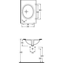 Ege Vitrifiye Pınara 46 cm Tezgahaltı Lavabo Beyaz