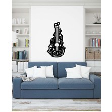 Artroya - Flowery Gitar Metal Duvar Müzik  Tablosu - Ev Ofis Dekorasyonu - 40 x 83 - cm - Siyah - MÜZIK-002