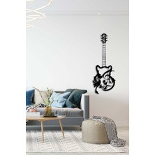 Artroya - Wild Gitar Metal Duvar Müzik  Tablosu - Ev Ofis Dekorasyonu - 90 x 34 - cm - Siyah - MÜZIK-006