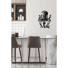 Artroya - Retro Mikrofon ve Notalar Metal Duvar Müzik  Tablosu - Ev Ofis Dekorasyonu - 70 x 50 - cm - Siyah - MÜZIK-008