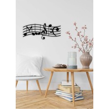 Artroya - Notaların Dansı Metal Duvar Müzik  Tablosu - Ev Ofis Dekorasyonu - 70 x 30 - cm - Siyah - MÜZIK-027