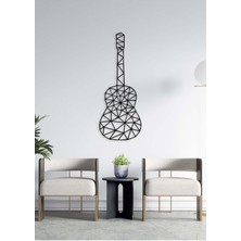 Artroya - Geometrik Gitar Metal Duvar Müzik  Tablosu - Ev Ofis Dekorasyonu - 40 x 100 - cm - Siyah - MÜZIK-060