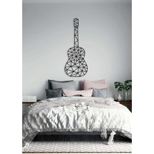 Artroya - Geometrik Gitar Metal Duvar Müzik  Tablosu - Ev Ofis Dekorasyonu - 40 x 100 - cm - Siyah - MÜZIK-060