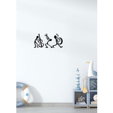 Artroya - Stick Musician Metal Duvar Müzik  Tablosu - Ev Ofis Dekorasyonu - 120 x 25 - cm - Siyah - MÜZIK-073