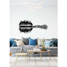 Artroya - Natural Gitar Metal Duvar Müzik  Tablosu - Ev Ofis Dekorasyonu - 45 x 90 - cm - Siyah - MÜZIK-098
