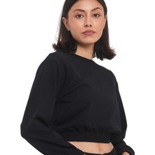 Yakamor Kadın Uzun Kol Sıfır Yaka Likralı Crop
