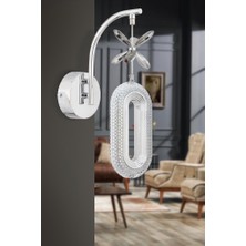 Istanbul Avize Alfa Tekli Gümüş Kristal Taşlı Aplik