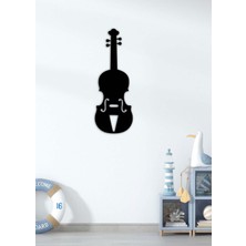 Artroya - Keman Silüeti Metal Duvar Müzik  Tablosu - Ev Ofis Dekorasyonu - 75 X 25 - Cm - Siyah - Müzık-067