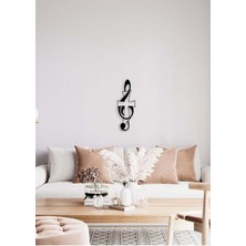 Artroya - Haç Ve Sol Metal Duvar Müzik  Tablosu - Ev Ofis Dekorasyonu - 80 X 28 - Cm - Siyah - Müzık-070