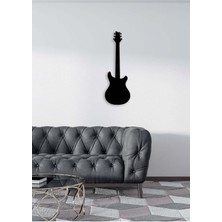 Artroya - Gitar Silüeti Metal Duvar Müzik  Tablosu - Ev Ofis Dekorasyonu - 80 X 28 - Cm - Siyah - Müzık-066