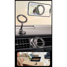 Mıktanıslı Torpidoya Yapışan Oto Araç Içi Telefon Tutucu + 2 Adet Manyetik Magsafe Halka %100 Metal