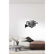 Artroya - Mixy Trompet Metal Duvar Müzik  Tablosu - Ev Ofis Dekorasyonu - 70 X 42 - Cm - Siyah - Müzık-007