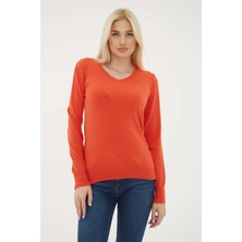 Fashion Friends Standart Fit V Yaka Triko Kazak Bayan Kazak 24K0778K1