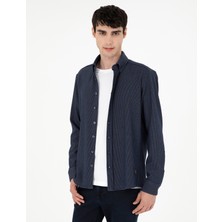 Pierre Cardin Erkek Lacivert Çizgili Regular Fit Uzun Kollu Gömlek 50293947-VR033