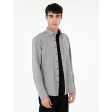 Pierre Cardin Erkek Gri Çizgili Regular Fit Uzun Kollu Gömlek 50293947-VR024