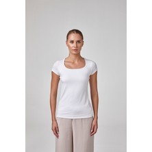 Relactive Kadın Kısa Kollu Havuz Yaka Body T-Shirt Fit Kalıp