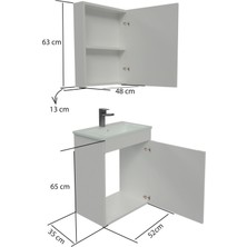 Noce Banyo Dolabı Aynalı Cnc Işlemeli Membran Kapaklı 55 cm